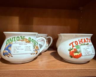 Vintage Soup Mug Set (Onion & Tomato Recipes)