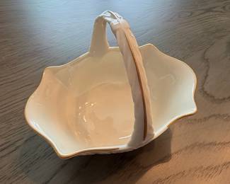 Vintage Porcelain Fruit Basket with Gold Trim