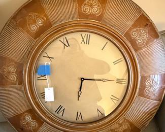 Large Decorative Wall Clock with Sunburst and Scroll Motif