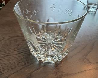 Cut Glass Ice Bucket with Floral Etching