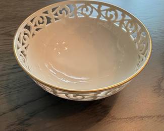 Lenox "Brittany" Pierced Porcelain Bowl with Gold Trim