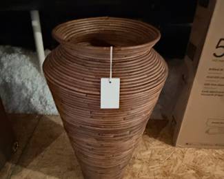 Woven Pencil Reed Rattan Floor Vase