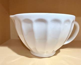 White Ceramic Mixing Bowl with Spout and Handle