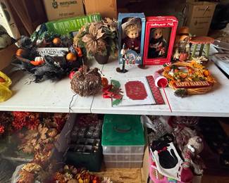 Assorted Holiday Decorations including "Undercover Kids" Dolls
