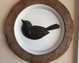 Rustic Cast Iron Bird in Reclaimed Wood Frame