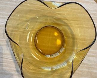 Amber Glass Trumpet Vase