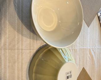 Portuguese Ceramic Serving Bowl Set - Fluted Design