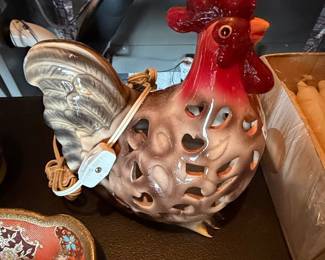 Vintage Ceramic Rooster Lantern