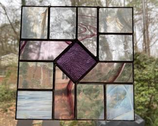 D11 - $25. 8" stained glass. *Light* purple, clear, white & dark purple. 