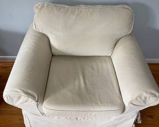 D40 - $75. IKEA Arm Chair. Cushions are removable & cover can be washed / interchangeable. Measures 42.5" wide x 34.5" deep x 29" tall. 