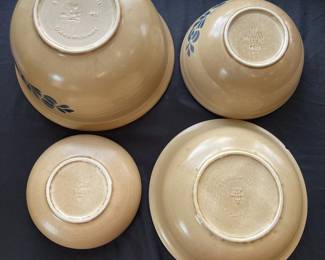 D149 - $60. Pfaltzgraff 4Pc. Folk Art Bowl Set. Large shallow bowl has a chip - The other 3 are in great shape!
