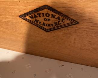 D75 - $50. National of Mt. Airy painted chest of drawers. Drawers are a little sticky - looks very nice though! Measures 28" wide x 18" deep x 52" tall. 