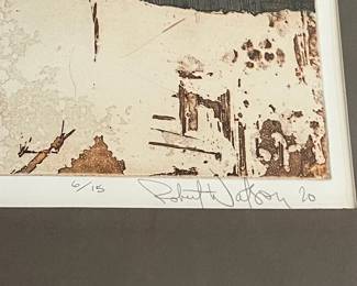 D49 - $65. Lithograph Singed by artist Robert Watson. #6/15. 1970. "Play Conditions" Framed it measures 19.5" x 22". 