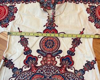 D186 - $40. 1970s Dashiki by Hatari Maxi Dress. Some minor staining. 