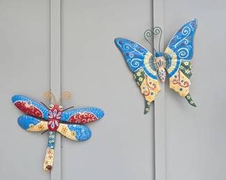 D130 - $10 PAIR of metal wall decor. 