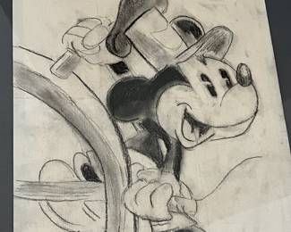 D41 - $35. Framed Drawing of Steamboat Willie. Framed it measures 14.25" x 18.25". 
