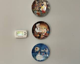 D38 - $15. Set of 3 Disney Plates with Wall Hangers. 8'5" each. 