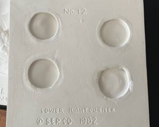 D143 - $50. Vintage Norman Rockwell "Doctor and Doll" Unpainted 3D Tiles. 12 Pcs. 