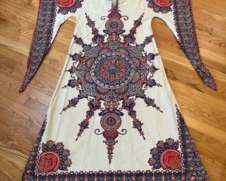 D186 - $40. 1970s Dashiki by Hatari Maxi Dress. Some minor staining. 