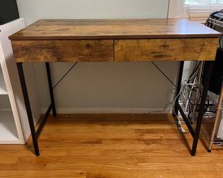 D30 - $40. Cubicubi Brand Desk. Pressed wood with 2 drawers. Measures 39.5" x 19.75" x 29.75" tall. 