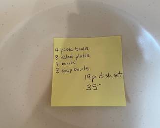 D182 - $35. 19 Pcs Stoneware Dish Set. 