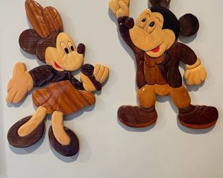 D57 - $30 Pair - Wooden Minnie & Mickey. Approx 11" wide x 16" tall each. 