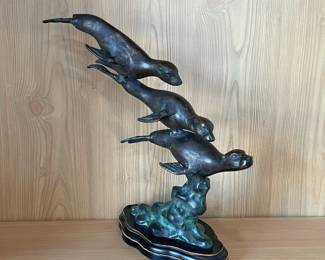 D141 - $40. Bronze Table Sculpture of 3 seals. Base needs replaced. 