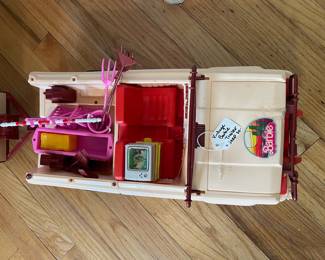 D138 - $50. Vintage Barbie Jeep & Horse Trailer with accessories. 