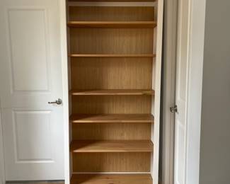 D12 - $65 Each. 2 Available! Lightweight Bookcase / Display Shelves. Measures 35" wide x 13.5" deep x 75" tall. Shelves are adjustable. 