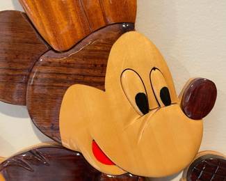 D57 - $30 Pair - Wooden Minnie & Mickey. Approx 11" wide x 16" tall each. 