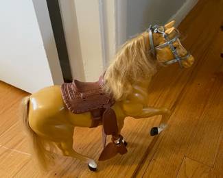 D138 - $50. Vintage Barbie Jeep & Horse Trailer with accessories. 