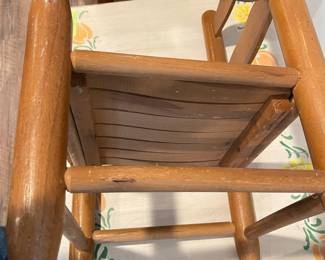 D71 - $25. Wooden Childs Rocker. Measures 14.5" wide x 12" deep x 23" tall. 
