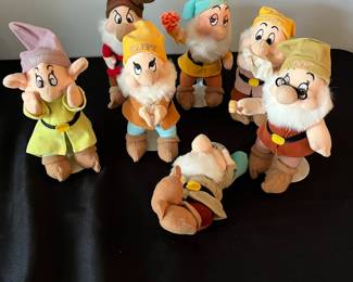 D183 - $45. Set of 7 Vintage Dwarves - stuffed. Disney Store Exclusive. 