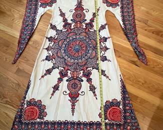 D186 - $40. 1970s Dashiki by Hatari Maxi Dress. Some minor staining. 