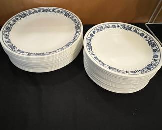 D55 - $250. Large Old Town Blue by Corelle dish set. Some plain white pieces mixed in but mostly Blue & White. 