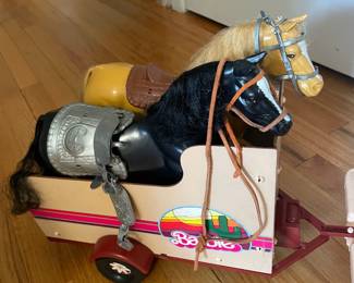 D138 - $50. Vintage Barbie Jeep & Horse Trailer with accessories. 