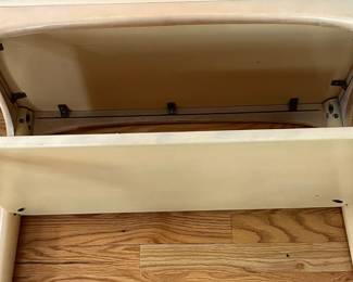 D3 - $450 PAIR of Heywood Wakefield Side Tables. Measures 14" x 28" x 22.5" tall. Both are structurally sound and sturdy!