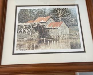 D46 - $20. Mel Steele Signed Print "Mill Pond". Framed it measures 17.5" x 15". 