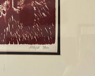 D47 - $25. Signed & Numbered Print "Sequoia" . #2/20. LP Lerfield ? 1970. Framed it measures 20" x 25". 