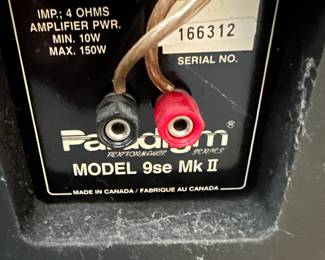 D103 - $225. PAIR of Paradigm Model 9se MkII Floor Speakers on Stands. 