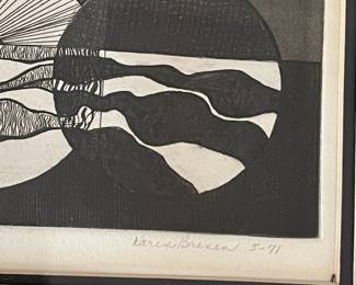 D48 - $35. Signed by artist Karen Branen and personalized for Gerard & Susan. Framed it measures 19.5" x 12.5". 