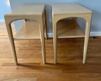 D3 - $450 PAIR of Heywood Wakefield Side Tables. Measures 14" x 28" x 22.5" tall. Both are structurally sound and sturdy!