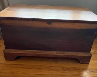 D53 - $65. Antique Blanket Chest. Lid hinges need to be attached. Measures 36.5" wide x 20.25" deep x 20" tall. 