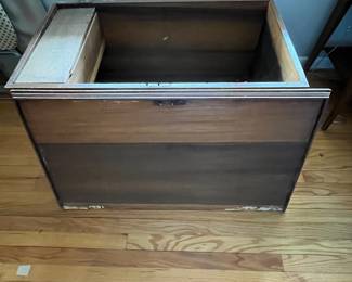 D53 - $65. Antique Blanket Chest. Lid hinges need to be attached. Measures 36.5" wide x 20.25" deep x 20" tall. 