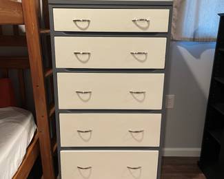D75 - $50. National of Mt. Airy painted chest of drawers. Drawers are a little sticky - looks very nice though! Measures 28" wide x 18" deep x 52" tall. 