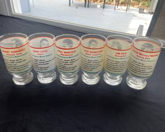 D106 - $60. Vintage Miami Dolphin Super Bowl Champions 1972 Glasses - set of 6. 