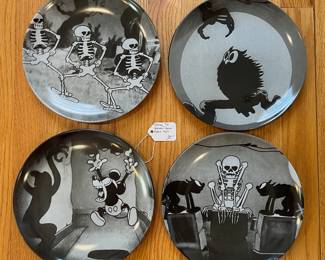 D24 - $30 "The Skeleton Dance" Disney 4 Pc. Plate Set. 