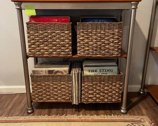 D62 - $40. Single Metal / Wood Topped Shelf. Measures 38" wide x 16" deep x 39" tall. 