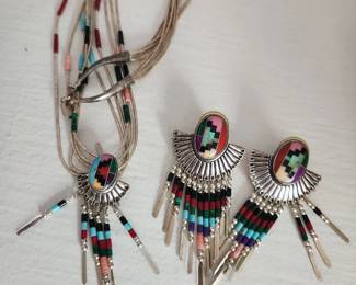 Native American Jewelry Set by QT Quoc - Liquid Sterling  Silver. 
