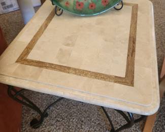 Wrought Iron/Marble Table. 